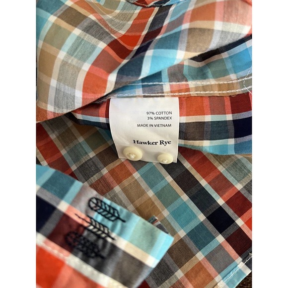 NWT Hawker Rye Multi Color Plaid Essential Wash Button Down Shirt Men’s Large - Picture 6 of 6